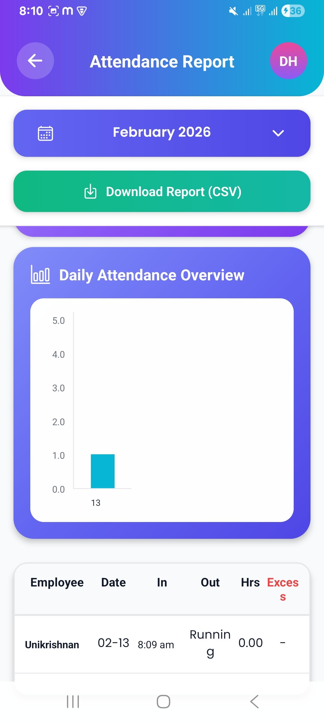 Attendance report - EMP Business app screenshot 4 of 9